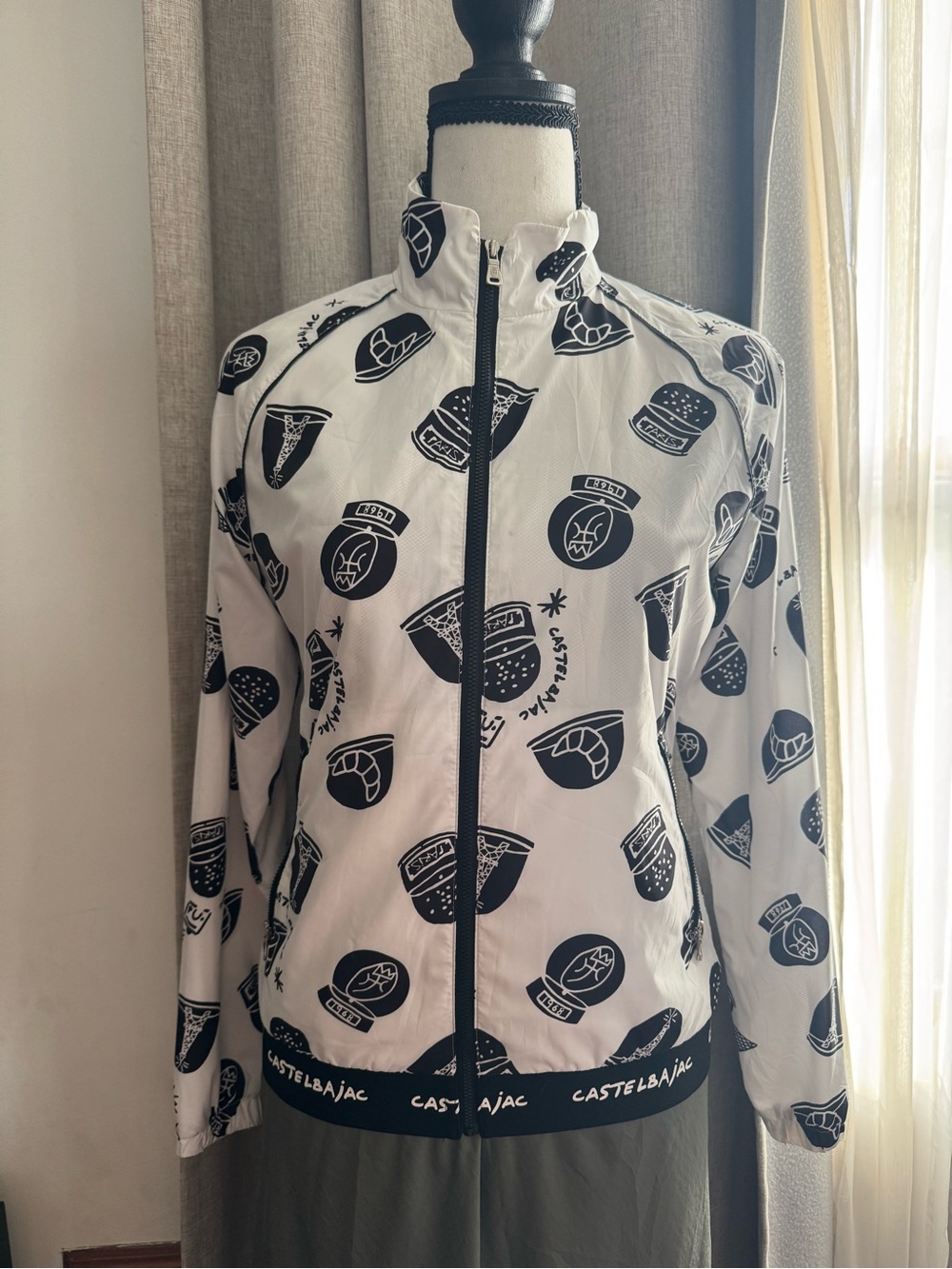 Castlebajac White Graphic Zip-Up WindBreaker Jacket